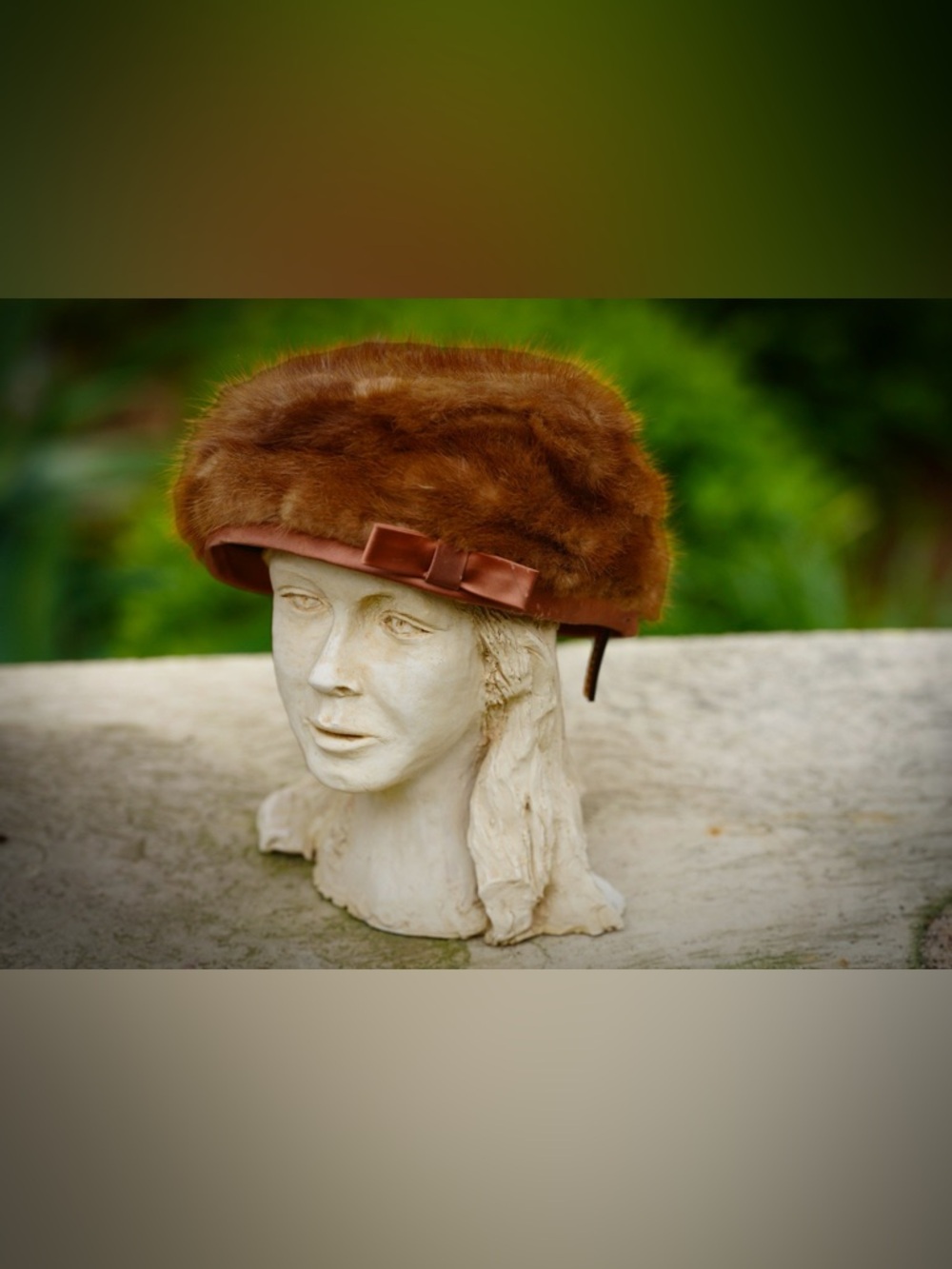 1950s New York Freiman Brown Mink Fur Pillbox Hat - Ribbon Bow